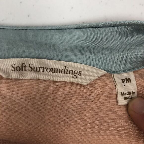 Soft Surroundings Moroccan Beaded Tunic Top Crushed Velvet Blush Pink Petite Med - Picture 12 of 13